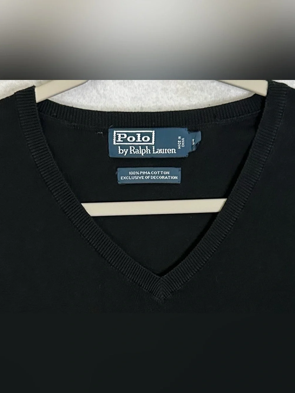 Polo Ralph Lauren Black V-Neck Sweater Vest with Red Pony Logo